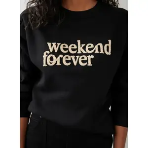 Mint Velvet Black Weekend Slogan Sweatshirt